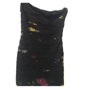 Black mini dress w/sheer flowers